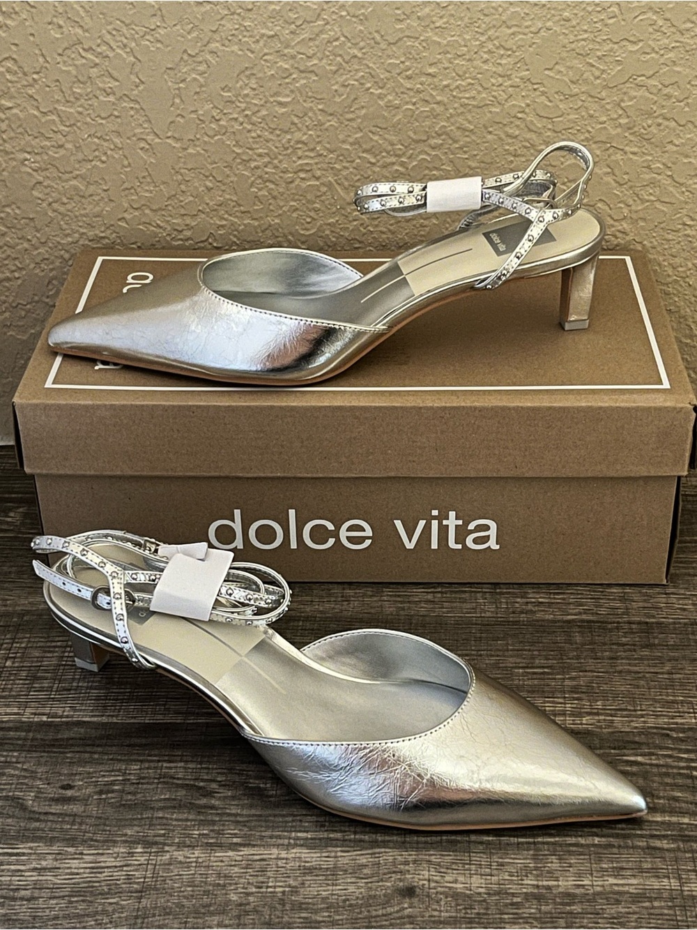 Dolce Vita Loklyn Studded Heels Silver Color Women’s Size- 8.5